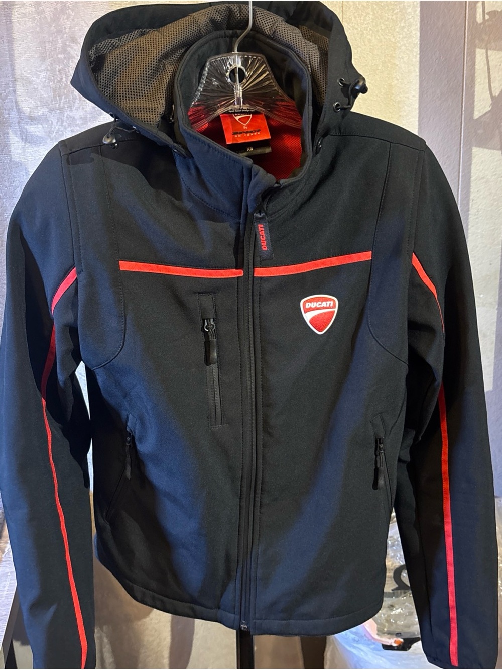 DUCATI Men’s Black Softshell Jacket with Red Trim